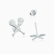 Livia Collection Sterling Silver Crossed Lacrosse Sticks Post Earrings