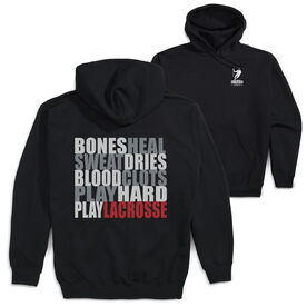 Guys Lacrosse Hooded Sweatshirt - Bones Saying (Back Design)