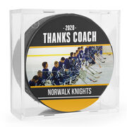 Personalized Hockey Puck - Thanks Coach with Photo (Wide)