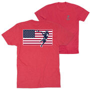 Guys Lacrosse Short Sleeve T-Shirt - Patriotic Lacrosse (Back Design)