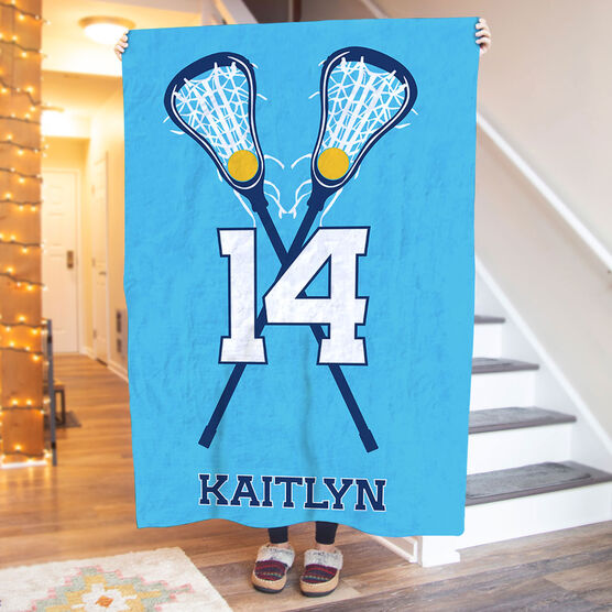 Girls Lacrosse Premium Blanket - Personalized Player with Crossed Sticks