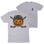 Hockey Short Sleeve T-Shirt - Helmet Pumpkin (Back Design)