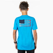 Guys Lacrosse Short Sleeve T-Shirt - American Flag (Back Design)