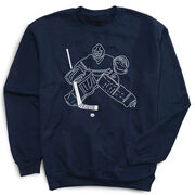 Hockey Crewneck Sweatshirt - Hockey Goalie Sketch