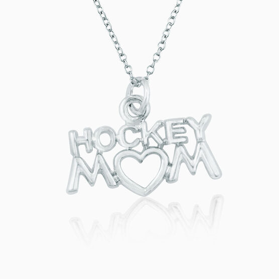 Silver Plated Hockey Mom Necklace