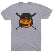 Baseball/Softball Short Sleeve T-Shirt - Helmet Pumpkin