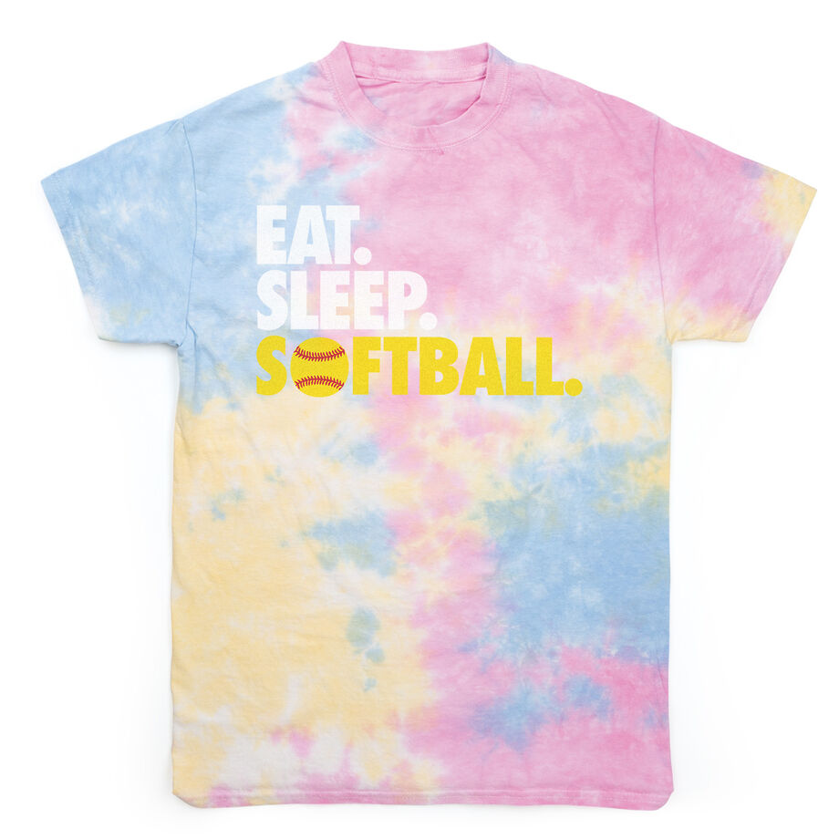 Softball Short Sleeve T-Shirt - Eat. Sleep. Softball Tie Dye