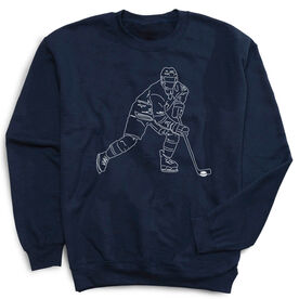 Hockey Crewneck Sweatshirt - Hockey Player Sketch