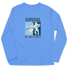 Guys Lacrosse Long Sleeve Performance Tee - Survival of the Fittest