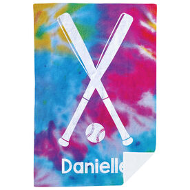 Softball Premium Blanket - Personalized Tie-Dye Pattern with Bats