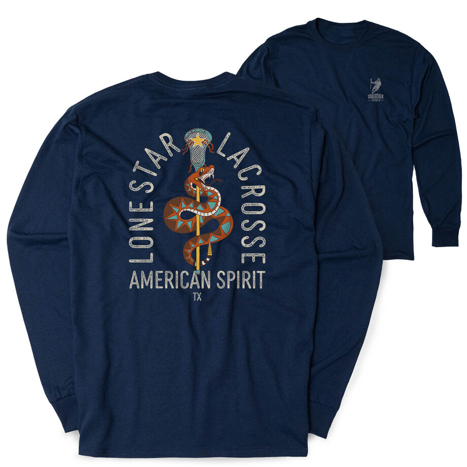 Guys Lacrosse Tshirt Long Sleeve - Lone Star Lacrosse (Back Design)