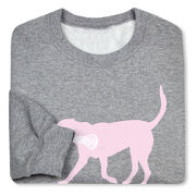 Girls Lacrosse Crew Neck Sweatshirt - LuLa the LAX Dog (Pink)