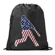 Baseball Drawstring Backpack - Baseball Stars and Stripes Player