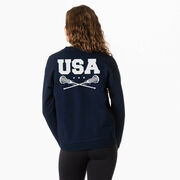 Girls Lacrosse Crewneck Sweatshirt - USA Girls Lacrosse (Back Design)