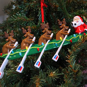 Rowing Reindeer Resin Ornament