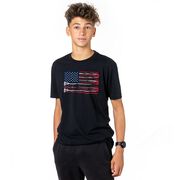 Guys Lacrosse Short Sleeve T-Shirt - American Flag