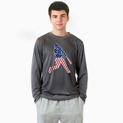Baseball Long Sleeve Performance Tee - Baseball Stars and Stripes Player