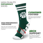 Basketball Woven Mid-Calf Socks - Ball (Green/White)