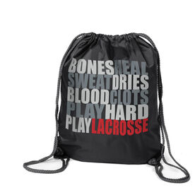 Guys Lacrosse Sport Pack Cinch Sack Bones Saying