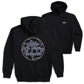 Volleyball Hooded Sweatshirt - I'd Rather Be Playing Volleyball (Back Design) [Adult Medium/Black] - SS