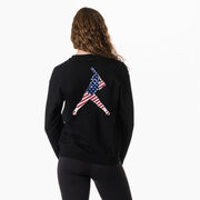 Softball Crewneck Sweatshirt - Softball Stars and Stripes Player (Back Design)