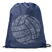 Volleyball Drawstring Backpack Volleyball Words