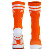 Guys Lacrosse Woven Mid-Calf Socks - Retro Crossed Sticks (Orange/White)