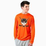 Hockey Long Sleeve Performance Tee - Hockey Helmet Skull