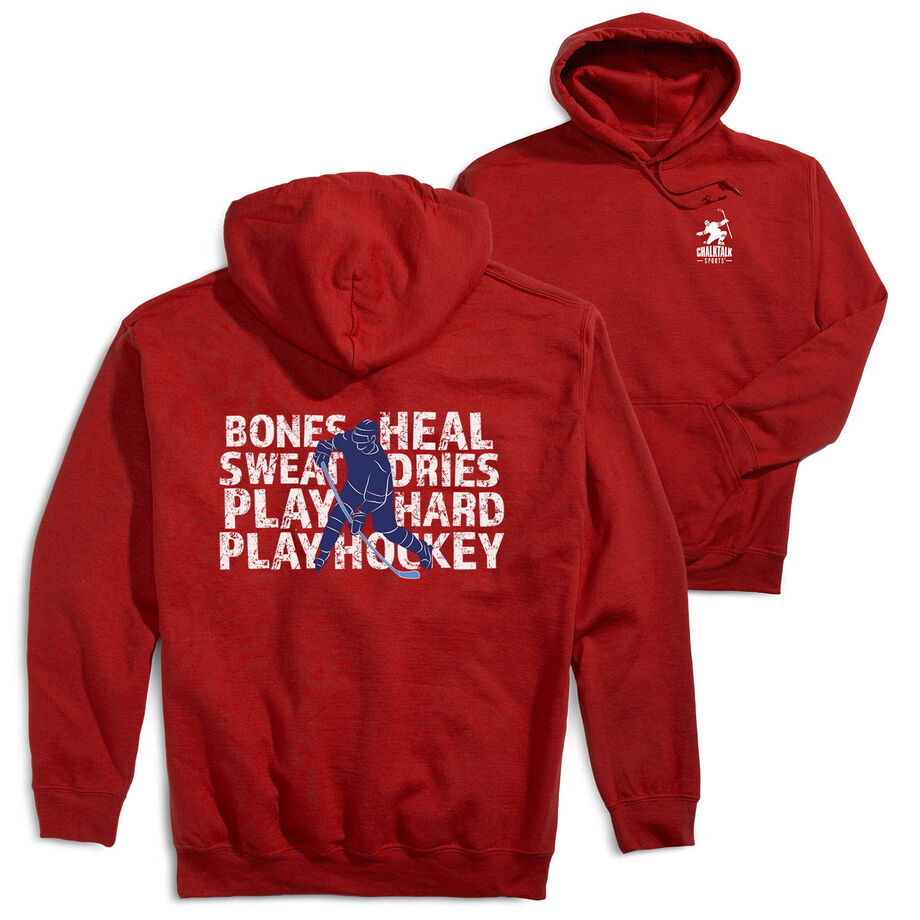 Hockey Hooded Sweatshirt - Bones Heal Hockey (Back Design) 