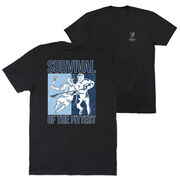 Guys Lacrosse Short Sleeve T-Shirt - Survival of the Fittest (Back Design)