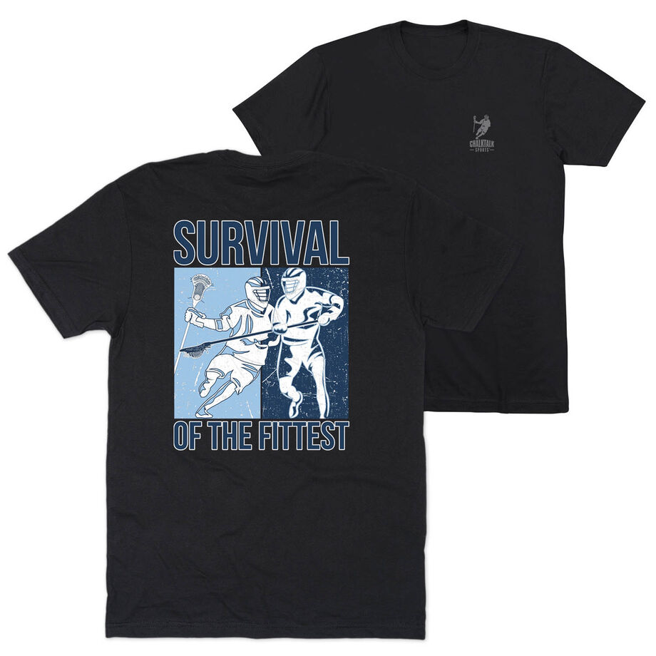 Guys Lacrosse Short Sleeve T-Shirt - Survival of the Fittest (Back Design)