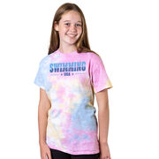 Swimming Short Sleeve T-Shirt - Swimming USA Tie Dye