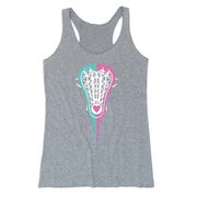 Girls Lacrosse Women's Everyday Tank Top - Lacrosse Stick Heart Pink Teal White