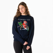 Hockey Crewneck Sweatshirt - He's Checking It Twice