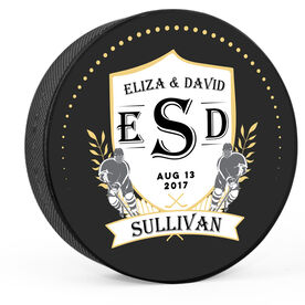 Personalized Wedding Monogram Hockey Puck