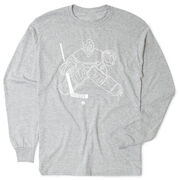 Hockey Tshirt Long Sleeve - Hockey Goalie Sketch