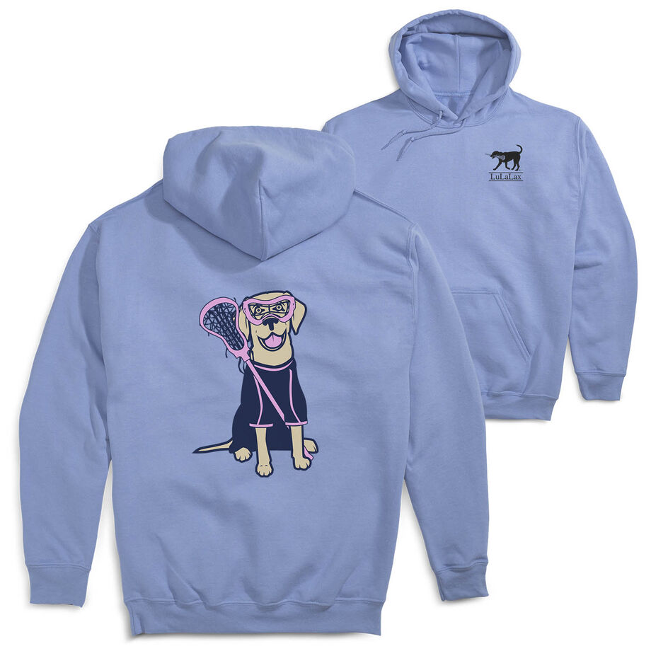 Girls Lacrosse Hooded Sweatshirt - Lily The Lacrosse Dog (Back Design)