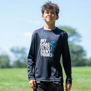 Guys Lacrosse Long Sleeve Performance Tee - My Goal Is To Deny Yours Defenseman