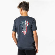 Guys Lacrosse Short Sleeve T-Shirt - Patriotic Stick (Back Design)