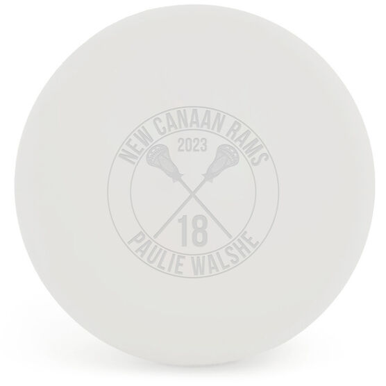 Personalized Engraved Lacrosse Ball Team Circle With Crossed Sticks (White Ball)