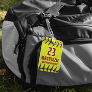 Softball Bag/Luggage Tag - Personalized Big Number with Softball Stitches