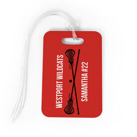 Girls Lacrosse Bag/Luggage Tag - Personalized Text with Crossed Sticks