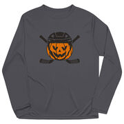 Hockey Long Sleeve Performance Tee - Helmet Pumpkin