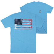 Guys Lacrosse Short Sleeve T-Shirt - American Flag (Back Design)