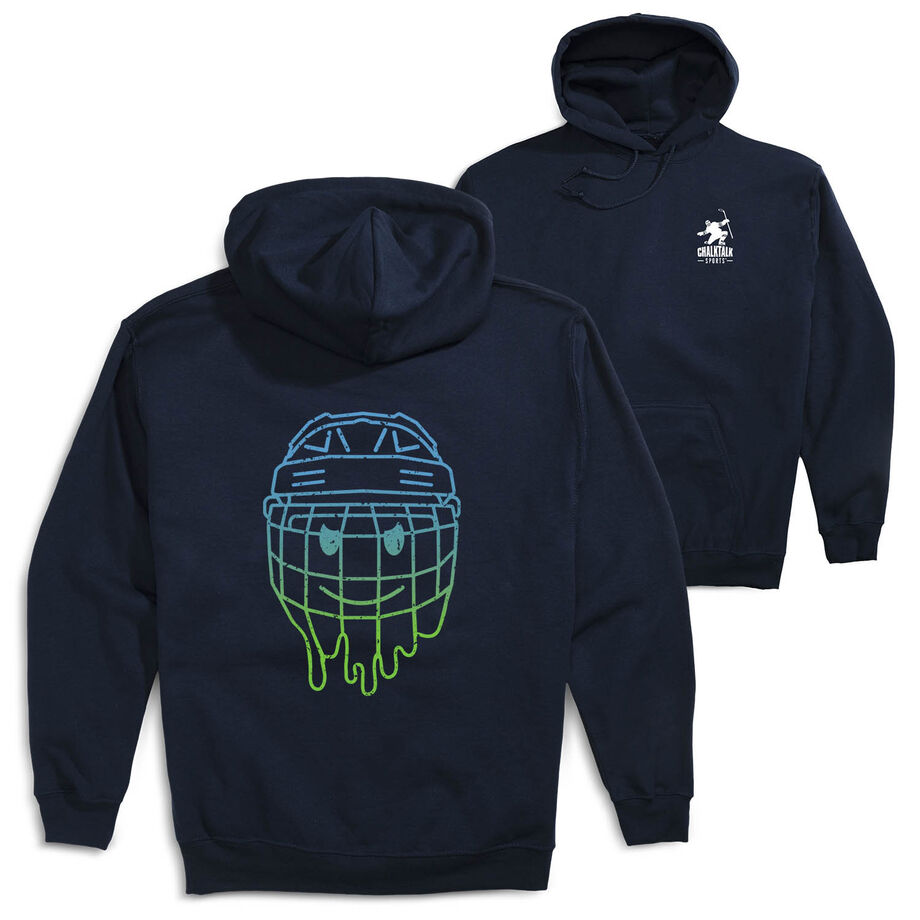 Hockey Hooded Sweatshirt - Have An Ice Day Smiley (Back Design)