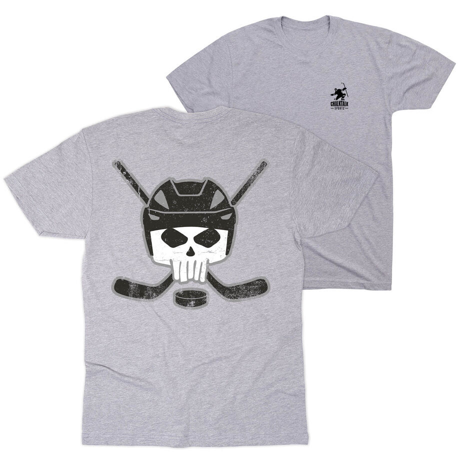 Hockey Short Sleeve Tee - Hockey Helmet Skull (Back Design)