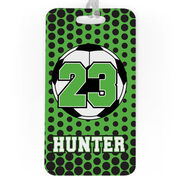 Soccer Bag/Luggage Tag - Personalized Soccer Ball with Dots Background