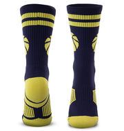 Basketball Woven Mid-Calf Socks - Ball (Navy/Gold)