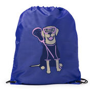 Girls Lacrosse Drawstring Backpack - Lily The Lacrosse Dog