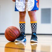 Basketball Woven Mid-Calf Socks - Hoop and Ball (Black/Orange)